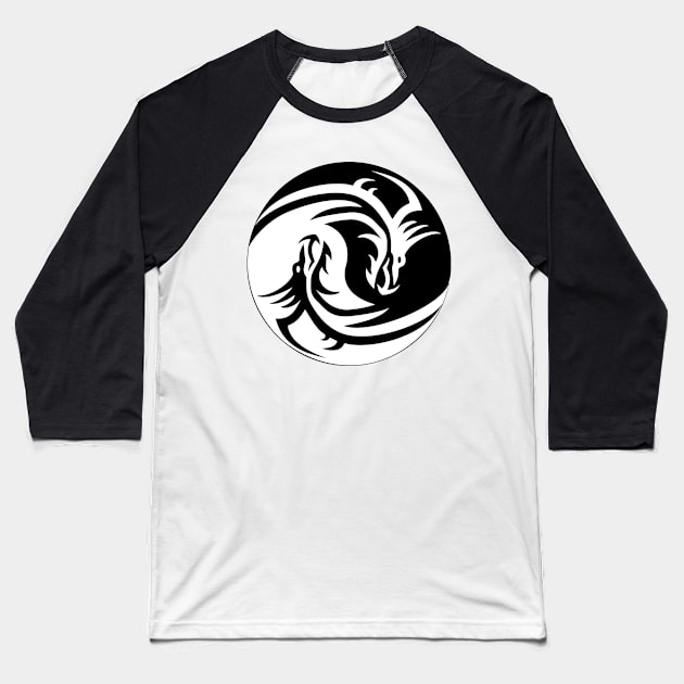 yin yang dragon Baseball T-Shirt by WordFandom